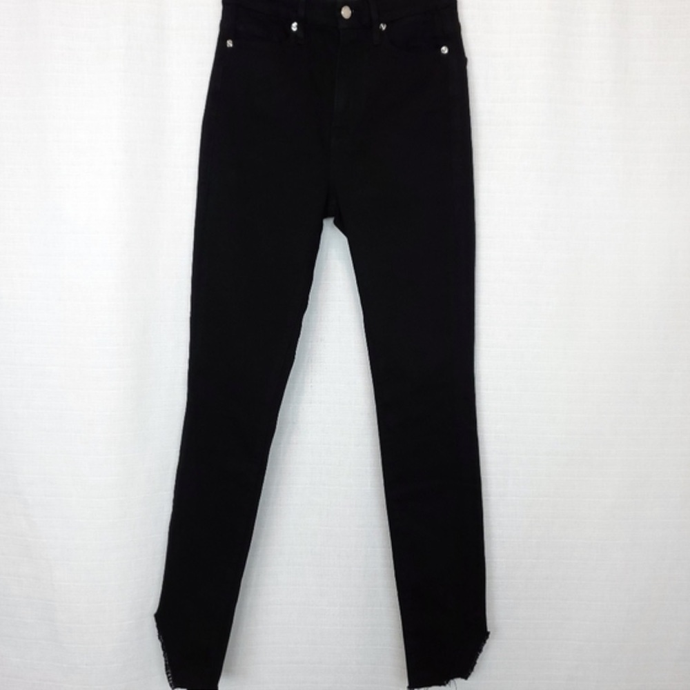 *NWT* Good American Good Waist Asymmetrical Raw Hem Jean black size 8/29